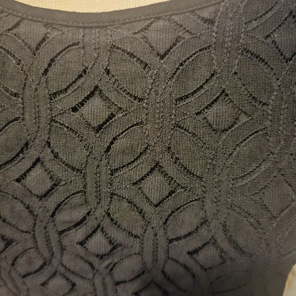 Market & Spruce Blouse Women's Large Lace Lined Short Sleeve Pullover Black Top - Picture 6 of 11